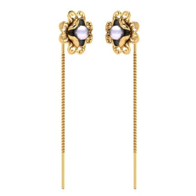485DA415 | Vaibhav Jewellers 14K Gold Floral Suidhaga Earrings 485DA415