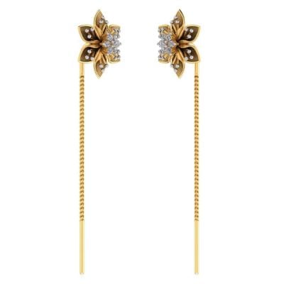 485DA418 | Vaibhav Jewellers 14K Gold Floral Suidhaga Earrings 485DA418