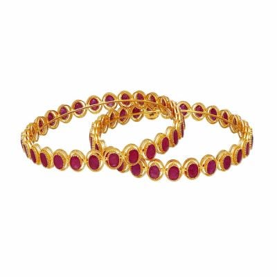 112VG1517-18 | Vaibhav Jewellers 22K Gold Ruby  Bangles 112VG1517