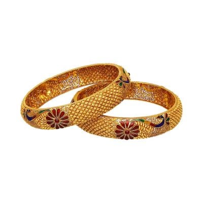 125VG1192 | Vaibhav Jewellers 22K Antique Gold Gheru Bangles 125VG1192