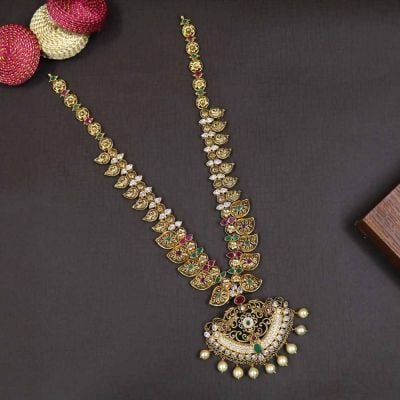 111VG3418 | Vaibhav Jewellers 22K Precious Gold CZ Haram 111VG3418