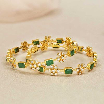 112VG1175 | Vaibhav Jewellers 22K Emerald CZ Bangles 112VG1175