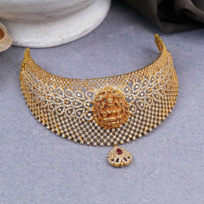 Buy Vaibhav Jewellers 22K Gold Lakshmi Signity Choker 5VG7010 Online ...