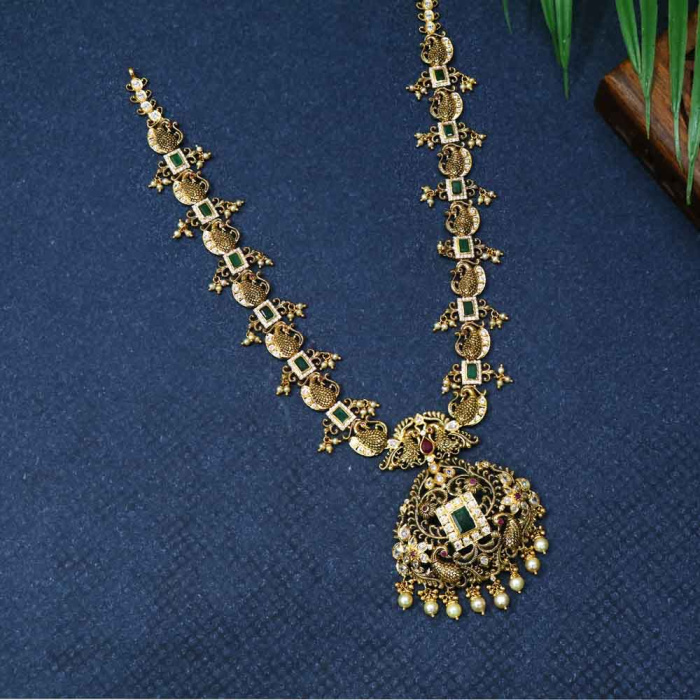 Vaibhav Jewellers 22K Precious Pachi Work CZ  Haram 111VG3850