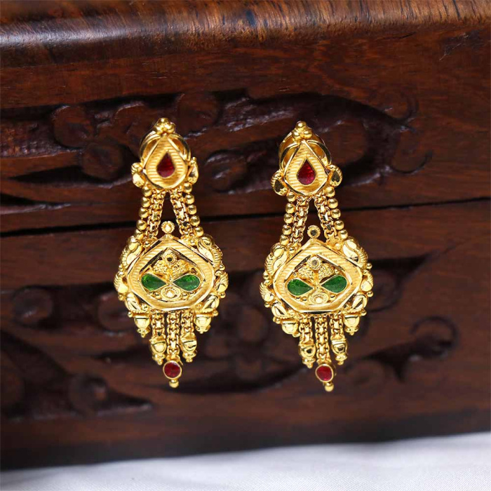 Vaibhav Jewellers 22K Plain Gold Mumbai Enamel Hangings 78VT9157