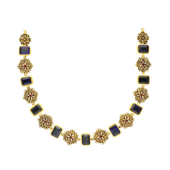 Vaibhav Jewellers 22K Antique Gold Necklace Set 123VG6968