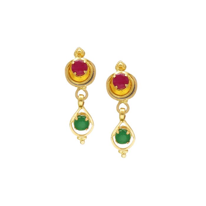 Buy 22Kt Gold Semi Precious Ruby Emerald Kids Hangings 74VK4565 Online ...