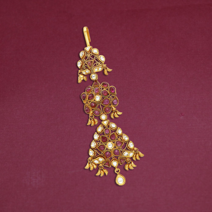 22Kt Gold Antique Kundan Floral Tikka 589VA26