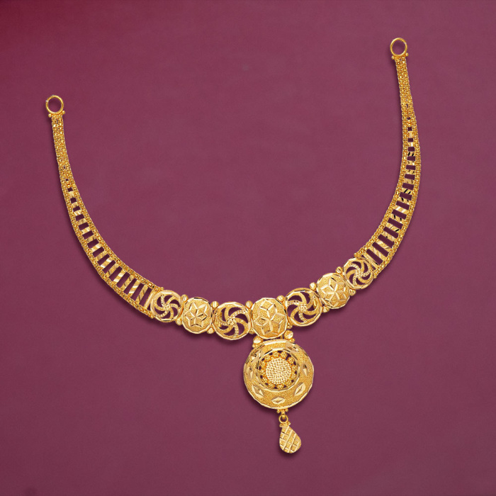 22Kt Plain Gold Ahmedabad Fancy Necklace 9VK3631