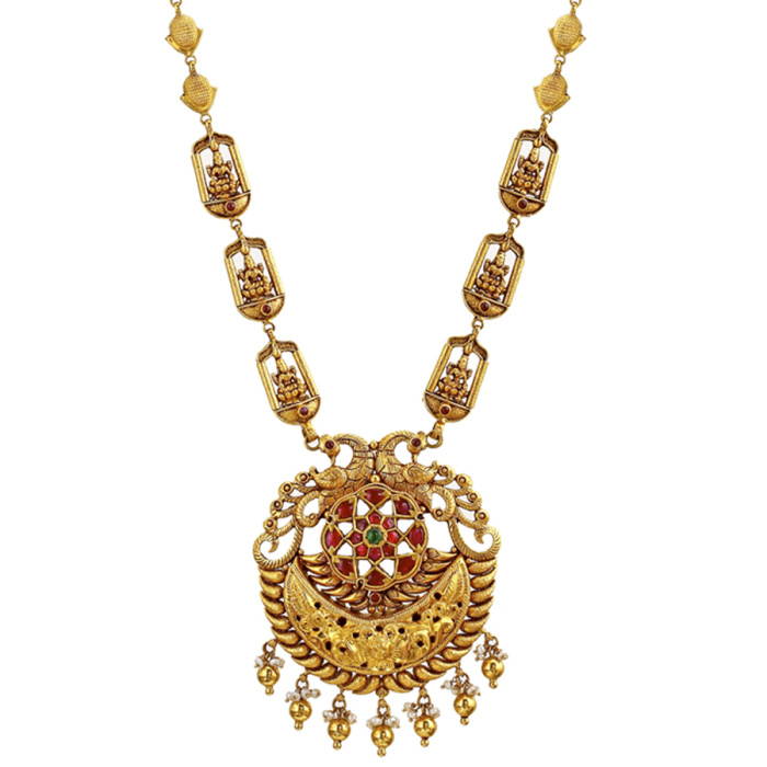 Intricate Peacock Gold Necklace