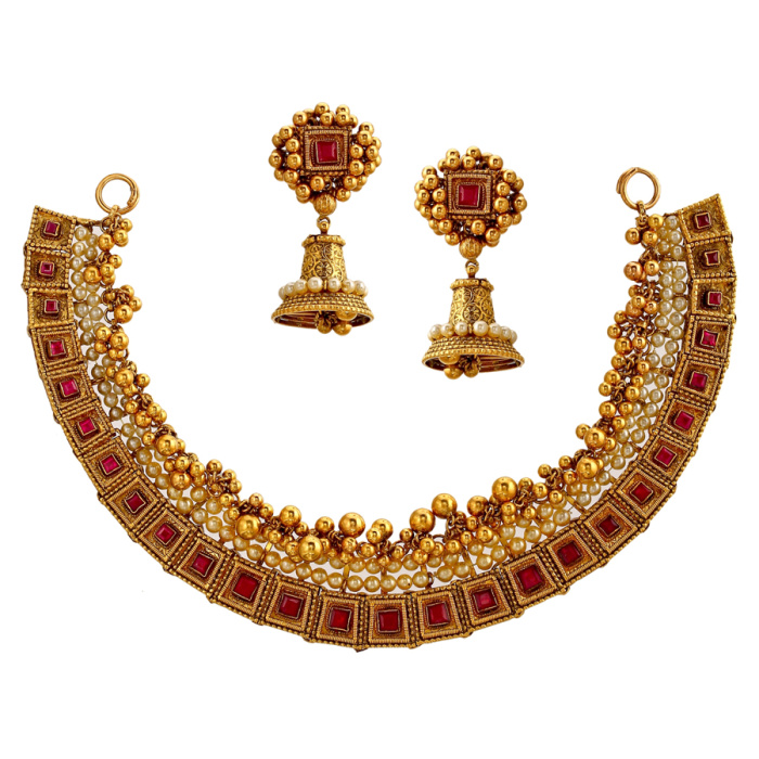 Ruby Gungroo Gold Necklace