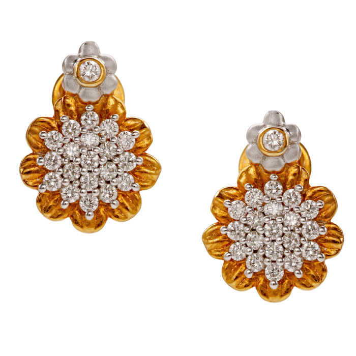 Cluster Flower Drop Diamond Earrings