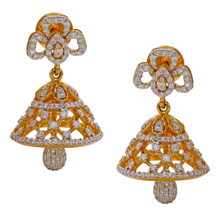 Three Petal Mesh Diamond Jhumkas Earring