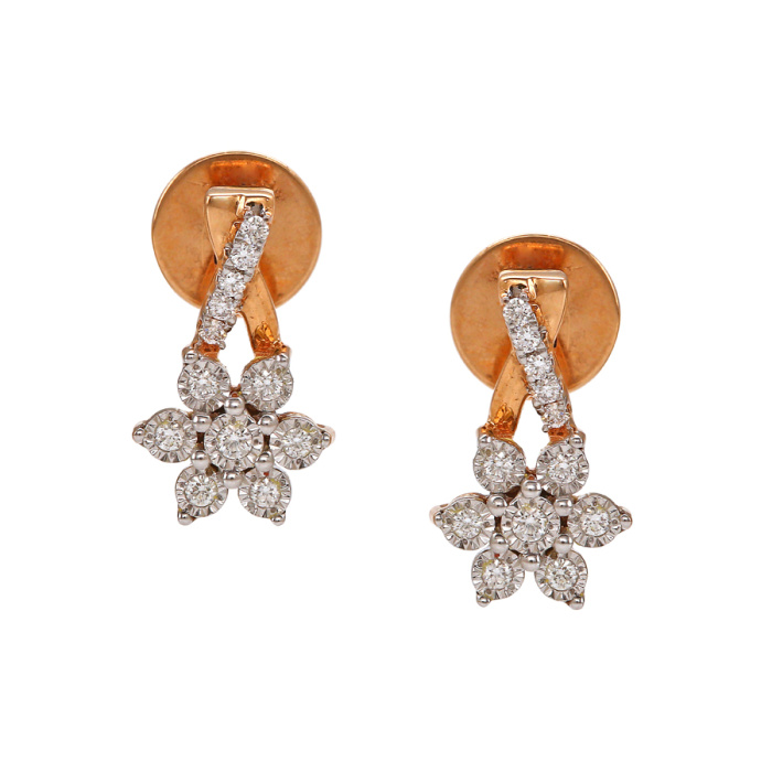 Floret Drop Diamond Earrings