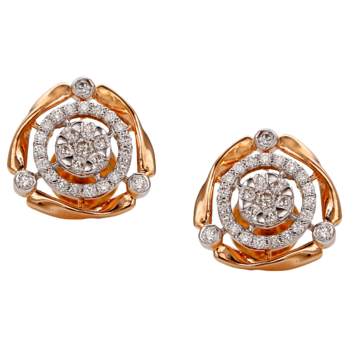 Rose Charm Gold Diamond Earrings