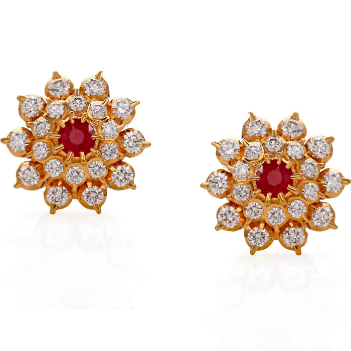 Royal Twin Flower Diamond Stud Earring