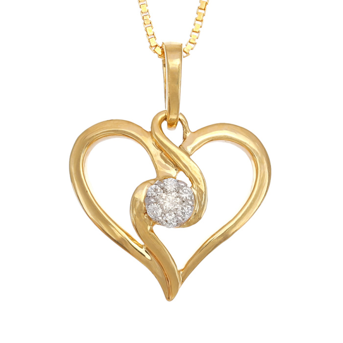 Diamond-Speckled Regal Heart Diamond Pendant