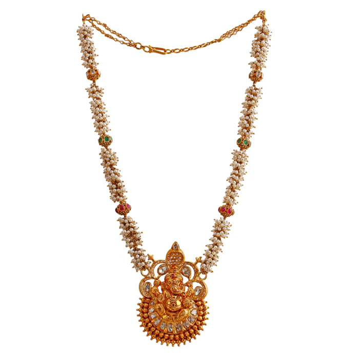 Divine Pearl Cluster Pachi Gold Necklace