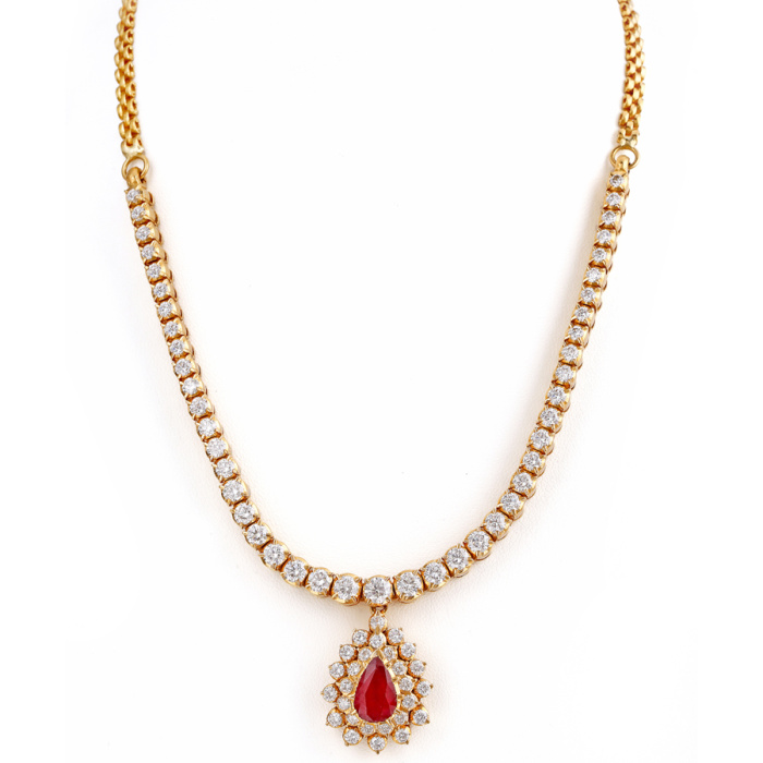 Classic No-fuss Ruby Diamond Necklace