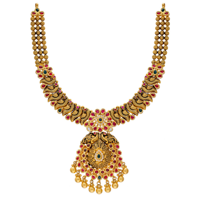 Buy Momentous Antique Gold Necklace Online from Vaibhav Jewellers