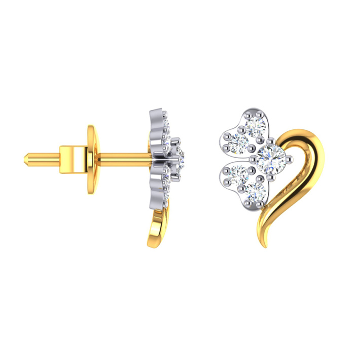 Mini Heart CZ Gold Stud Earrings
