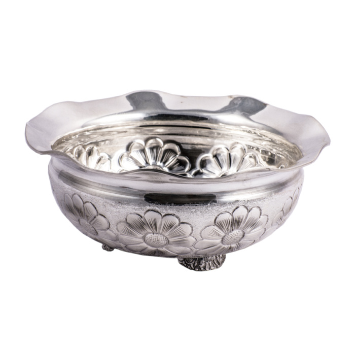 Floral Silver Pooja Bowl