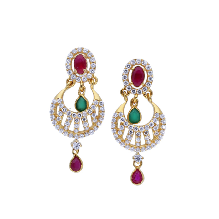 Precious Gemstone Blended Chandbali Earrings