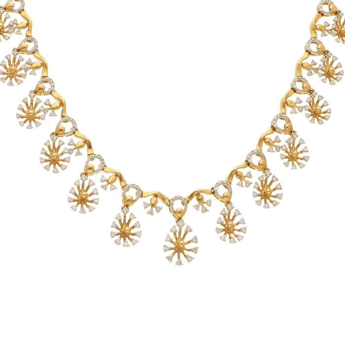 18KT Diamond Studded Gold Fancy Necklace  159MP2454