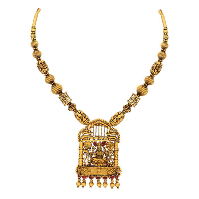 22 KT Antique Gold Nakkashi Temple Necklace 556VA98