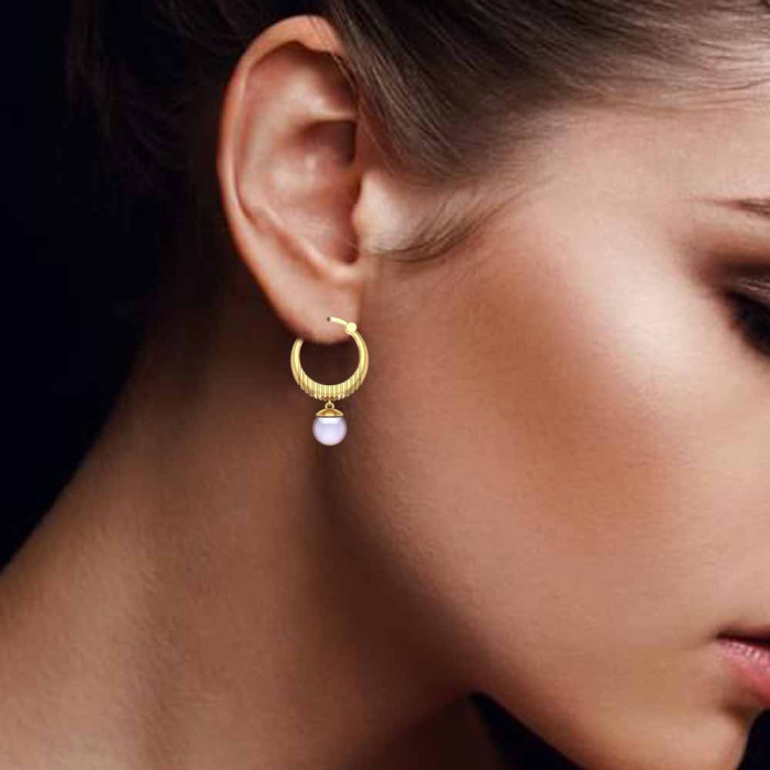 Vaibhav Jewellers 14K Yellow Gold Hoop Earrings 155DH3023