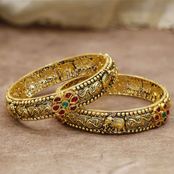Vaibhav Jewellers 22K Antique Gold Bangles 125VG1142