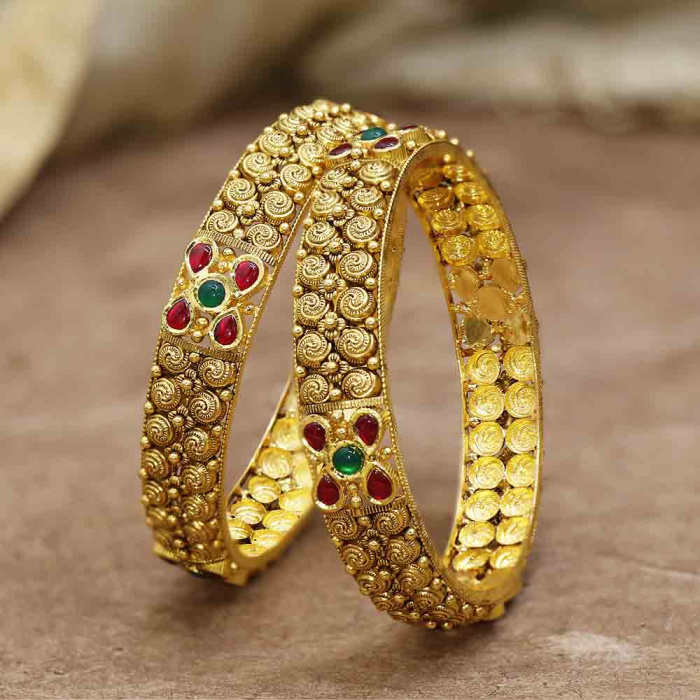 Vaibhav Jewellers 22K Antique Gold Bangles 125VG1301
