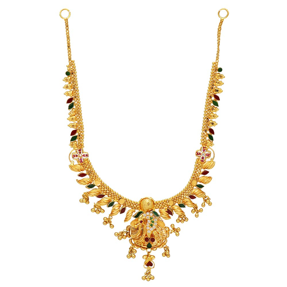 vaibhav jewellers 22k plain gold fancy enamel necklace 9vj8033 9vj8033