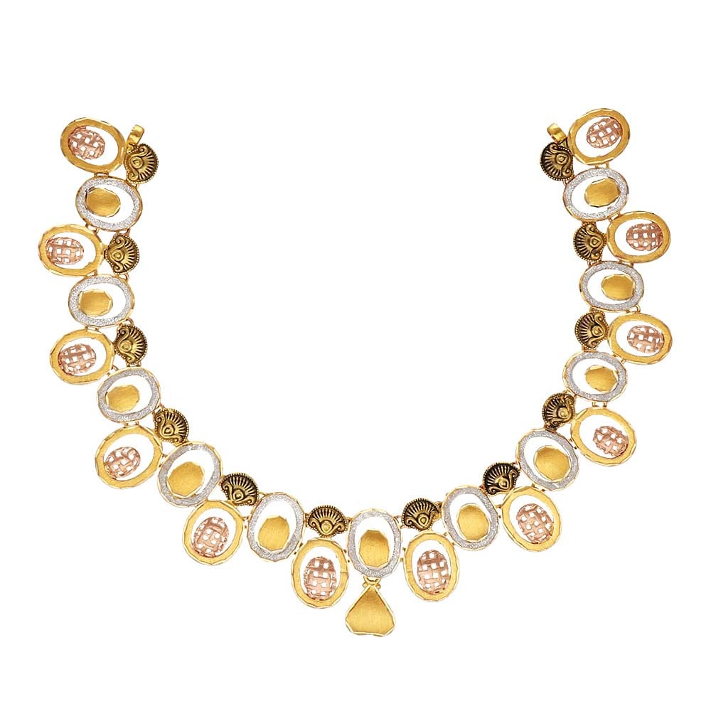 vaibhav jewellers 22k plain gold mumbai rhodium u shape necklace 9vj4136 9vj4136