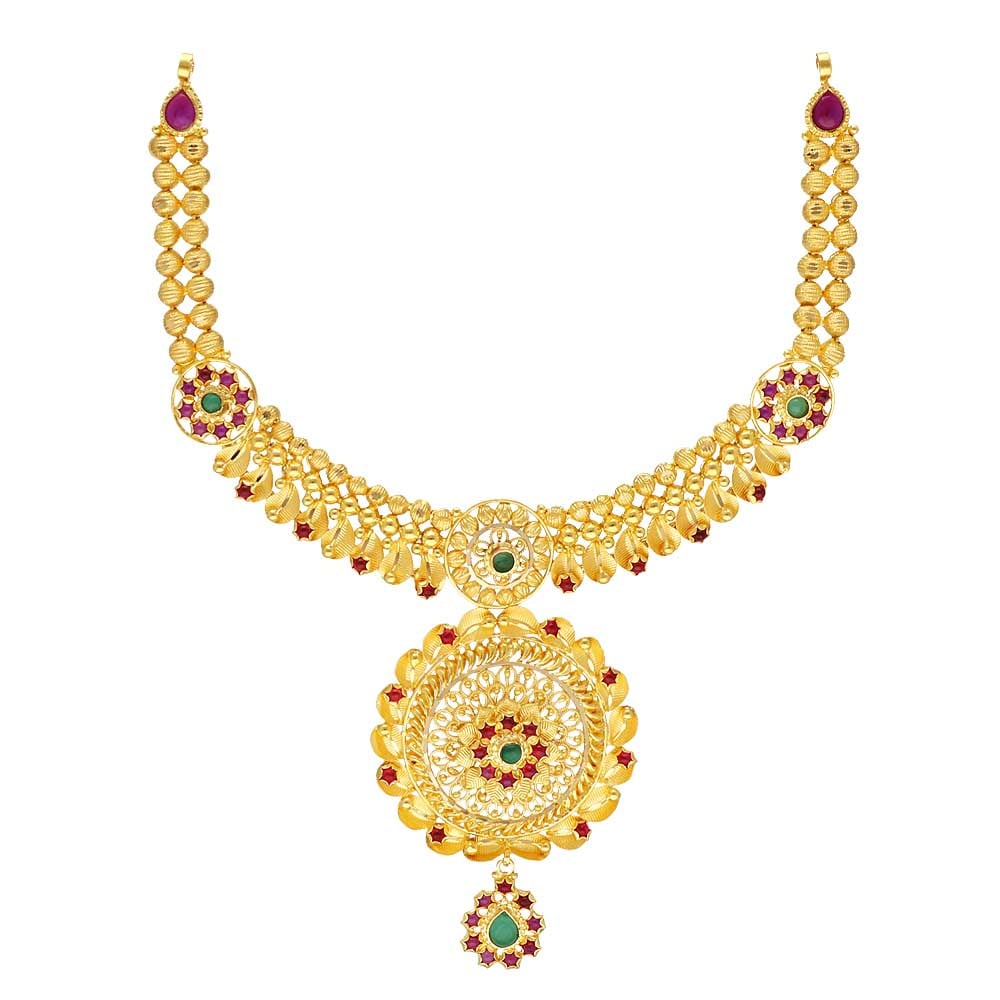 vaibhav jewellers 22k plain gold glass polki u shape necklace 9vj8690 9vj8690
