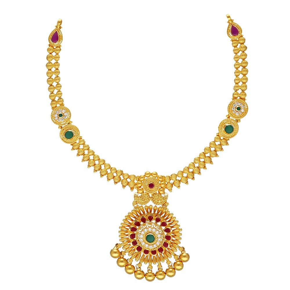 vaibhav jewellers 22k plain gold glass polki u shape necklace 9vj8716 9vj8716
