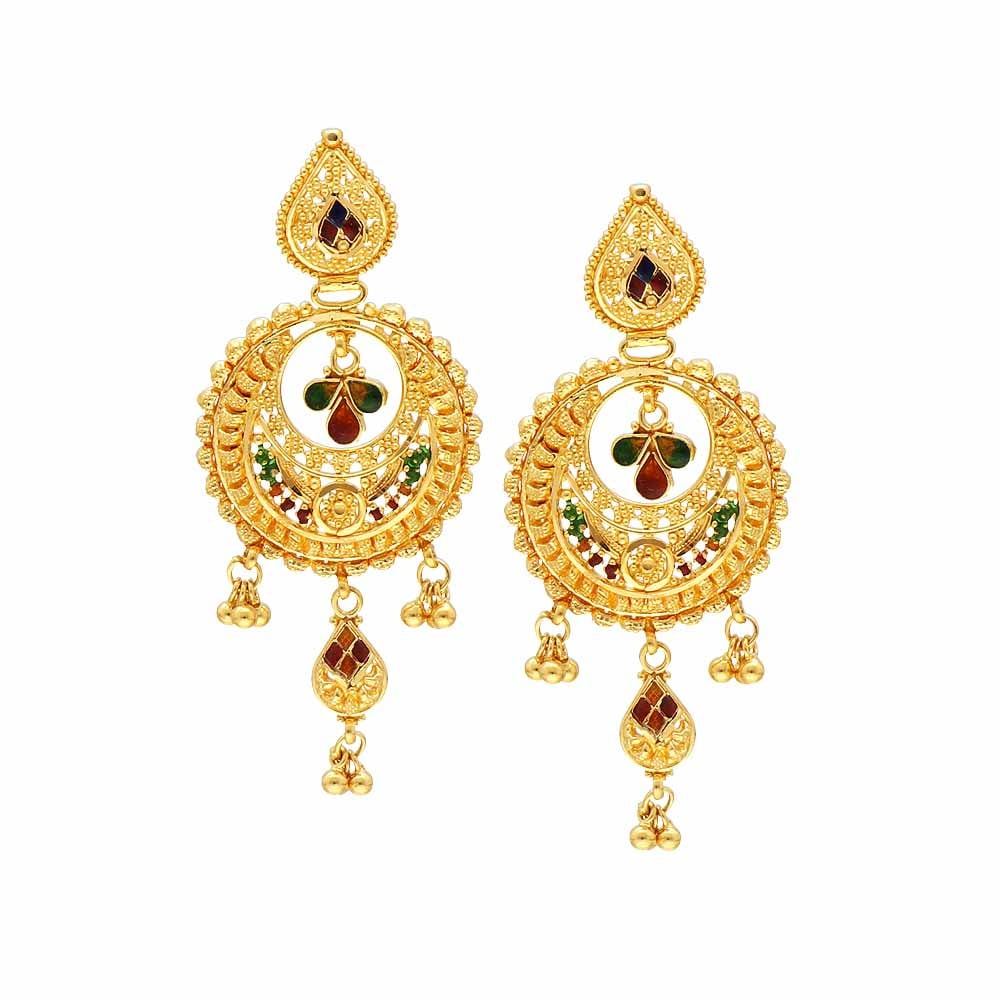 Hanging Floral Design Gold Earrings at Rs 18000/set in Sitapur | ID:  23775365397