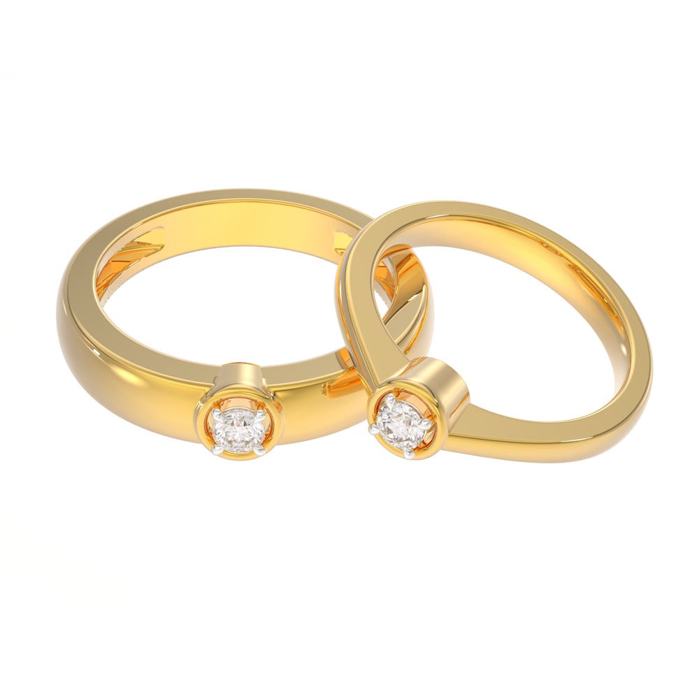 Half set ring with 0.06 carat diamonds in red gold - BAUNAT