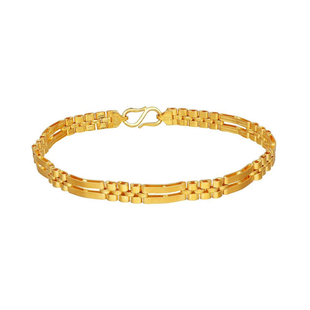 Ashley Gold Stainless Steel Gold Plated Boxy Link Men's Bracelet-sonthuy.vn