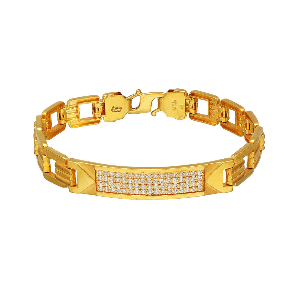 14K Yellow Gold Sol Personalized Name Diamond 6.5 Inch Bangle Bracelet
