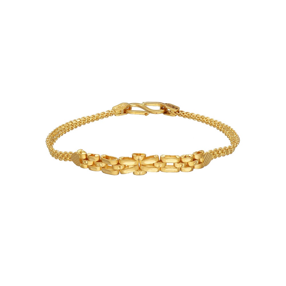 22K Gold Kids Bracelet - BaBr21230 - 22K Gold ID Bracelet for Kids is  designed with frost finish and machine cut work which adds shine to