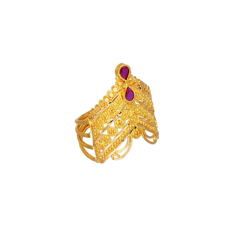 Buy quality 916 gold fancy flower design ladies ring in Ahmedabad