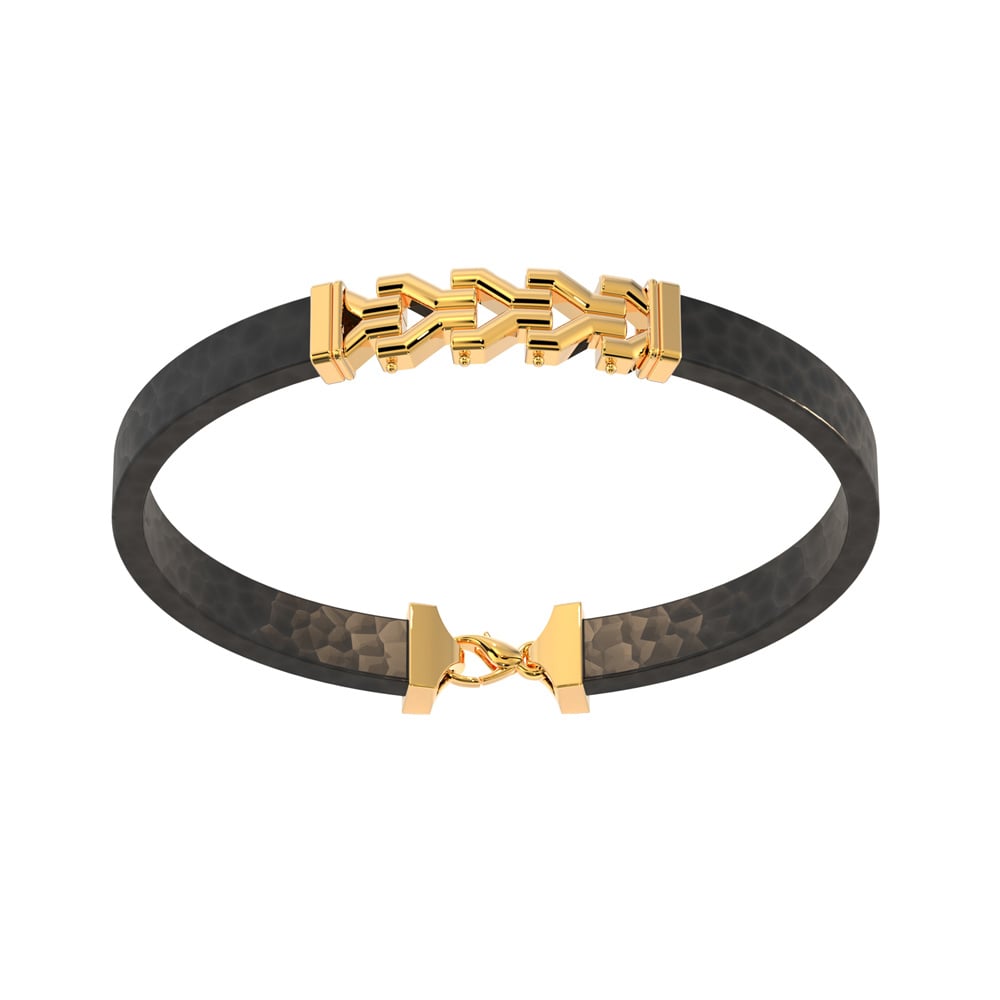 Men Arrow Gold Bracelet with Leather