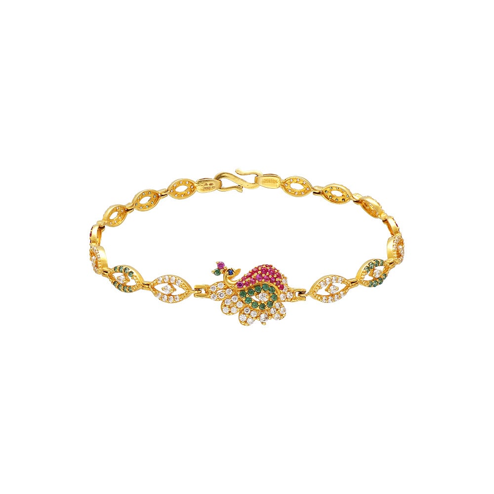 Buy Stylish American Diamond Leaf Design Gold Bracelet Designs for Ladies-sonthuy.vn