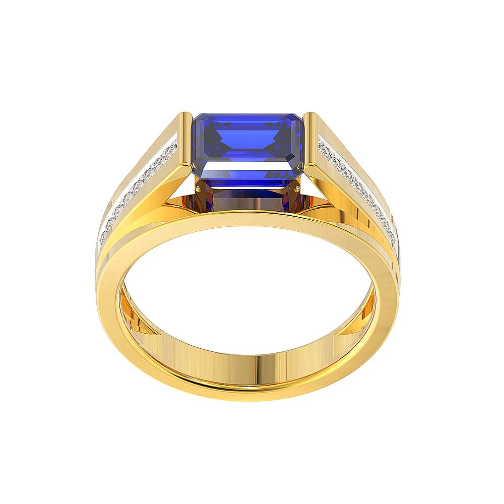 14k Yellow Gold Custom Diamond And Blue Sapphire Engagement Ring #1405 -  Seattle Bellevue | Joseph Jewelry