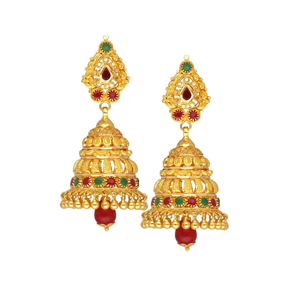 Golden Designer Gold Plated Jhumka at Rs 350/pair in Chennai | ID:  9918825355