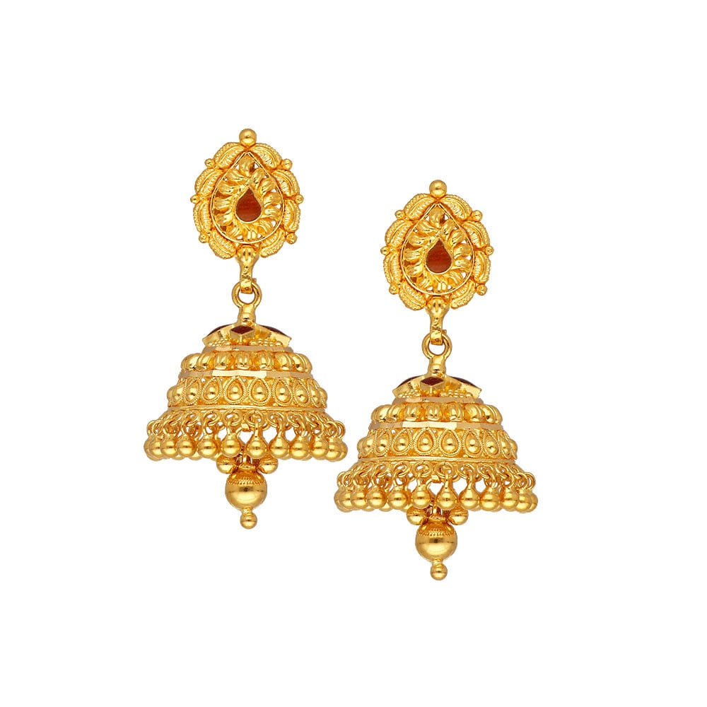 22k Plain Gold Earring JSG-2208-07202 – Jewelegance