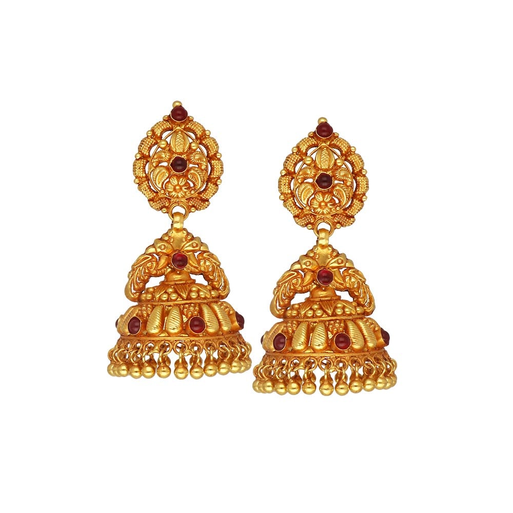 Buy 22Kt Gold Antique Gheru Jhumka Earrings 135VG5596 Online from ...