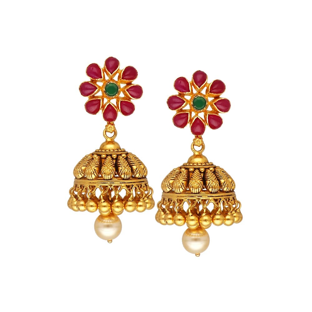 Buy 22Kt Gold Adorable Antique Gold Jhumkas 135VG5618 Online from ...