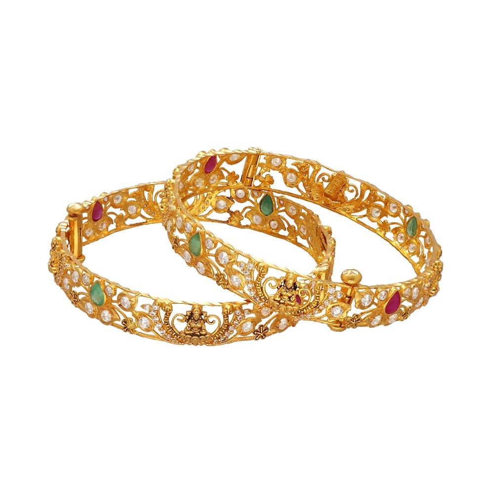 Ruby & Precious Stone Gold Bangles Designs Online for Women